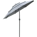 Sonnenschirm 2,6 m mit 3-stufigem Dach Stahl Polyester Dunkelgrau