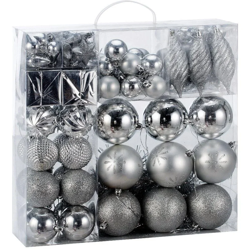 Weihnachtskugeln 103 Stück - Silber