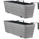 Polyrattan-Pflanzgefäß - 2er-Set - grau