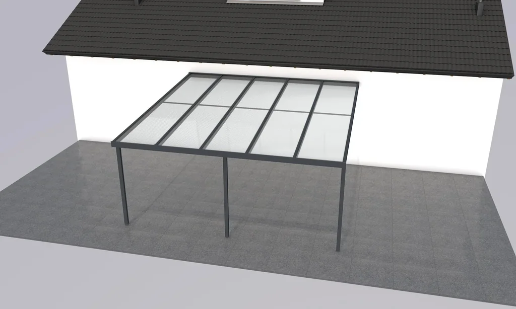 Terrassendach Premium, anthrazit, 5100 x 5060 mm - Klima blue