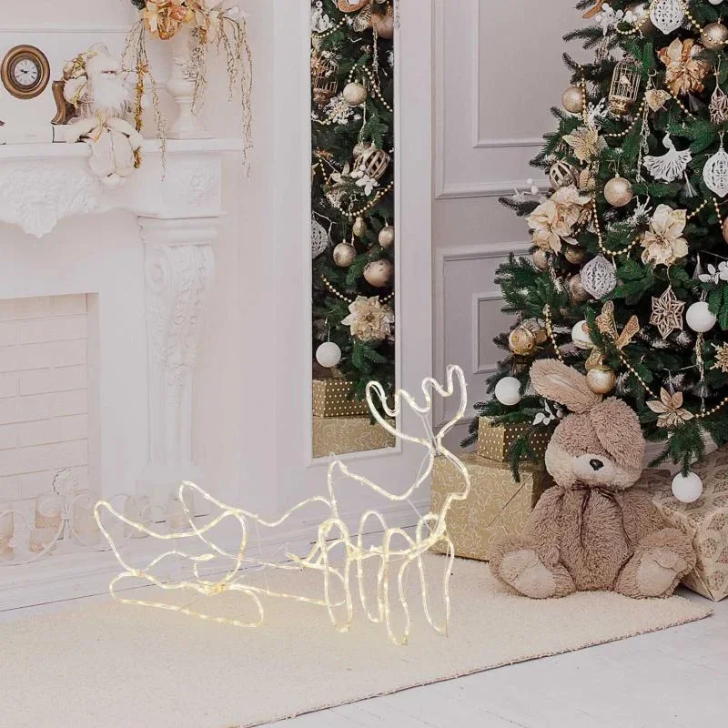 Rentier mit Schlitten Weihnachtsbeleuchtung 160 LED Figur Leuchtfigur