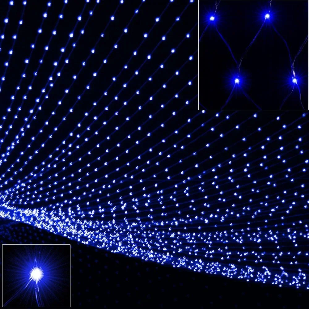 Netz-Lichterkette blau 100 LED 120x120cm