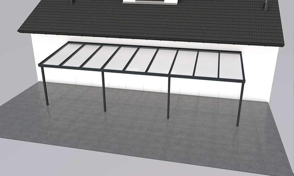 Terrassendach Premium, anthrazit, 9135 x 3060 mm - 10mm Verbundsicherheitsglas (VSG)