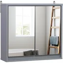 Badschrank Hängeschrank Badmöbel Wandschrank Spiegelschrank Holz Grau 48 x 14,5 x 45 cm