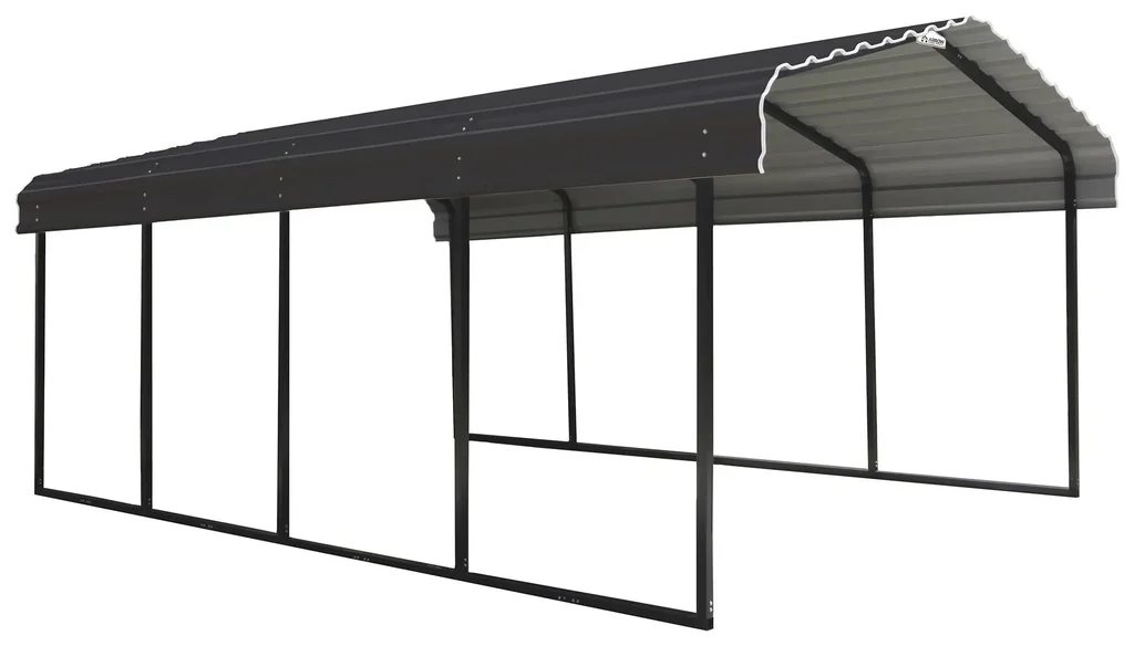 Stahlcarport und Autogarage Rom grau/schwarz, 600x370x260 cm