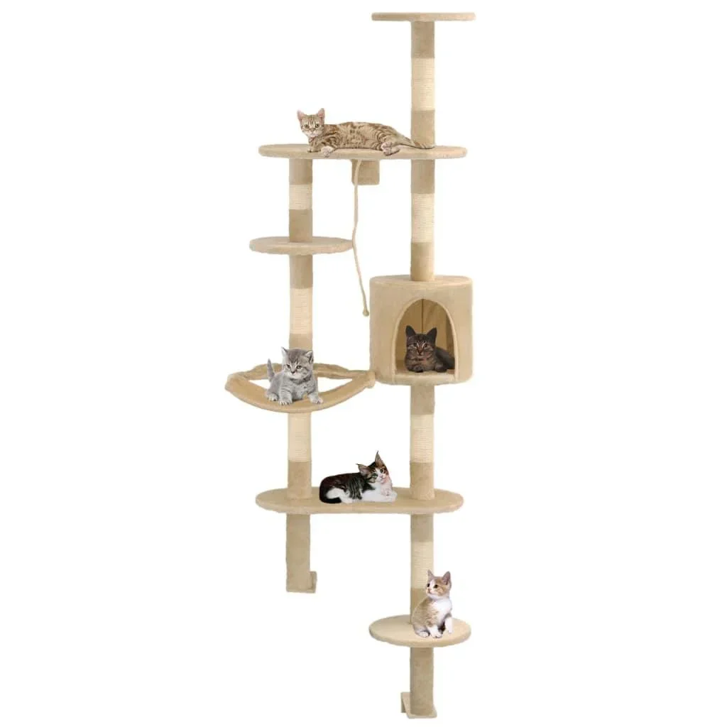 Sisal-Kratzbaum Wandhalterung 194 cm beige