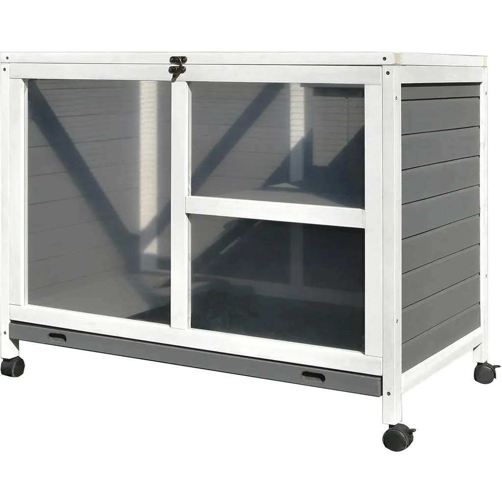 Kaninchenstall mit Rollen natur
