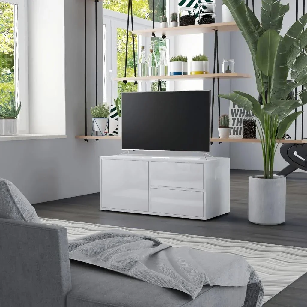 TV-Schrank 80x34x36 cm Hochglanz weiß Spanplatte