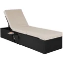 Liege aus Polyrattan schwarz/cremeweiß 195 x 60 x 33cm