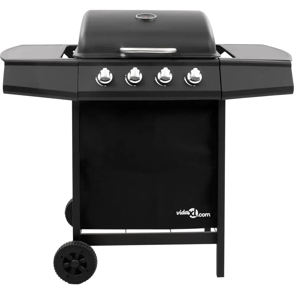 Gasgrill mit 4 Brennern schwarz