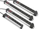 10-fach Aluminium-Steckdosenleiste mit Überspannungsschutz und Schalter
