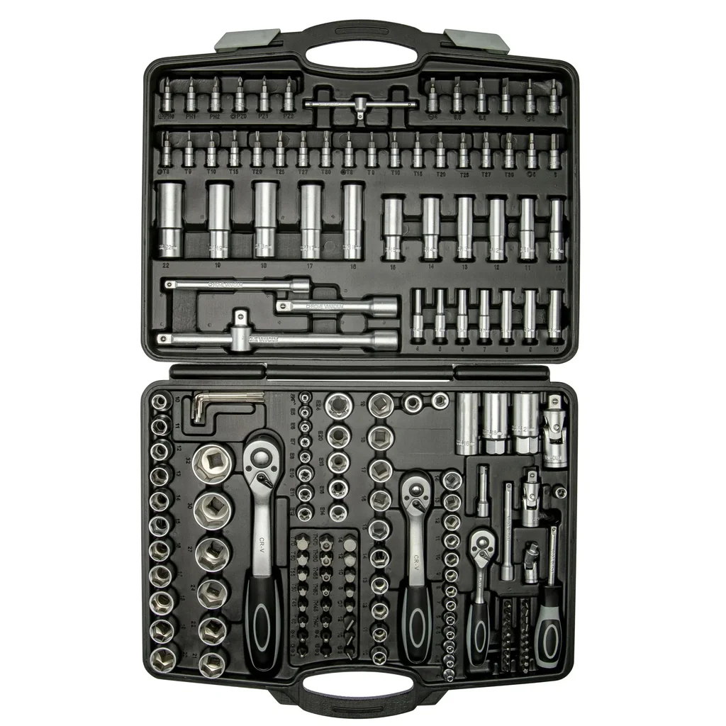 Steckschlüssel-Garnitur 1/4"+ 3/8" + 1/2", 171-teilig