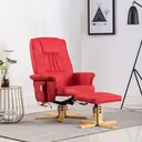 Massageliege verstellbar mit Fußhocker Kunstleder rot