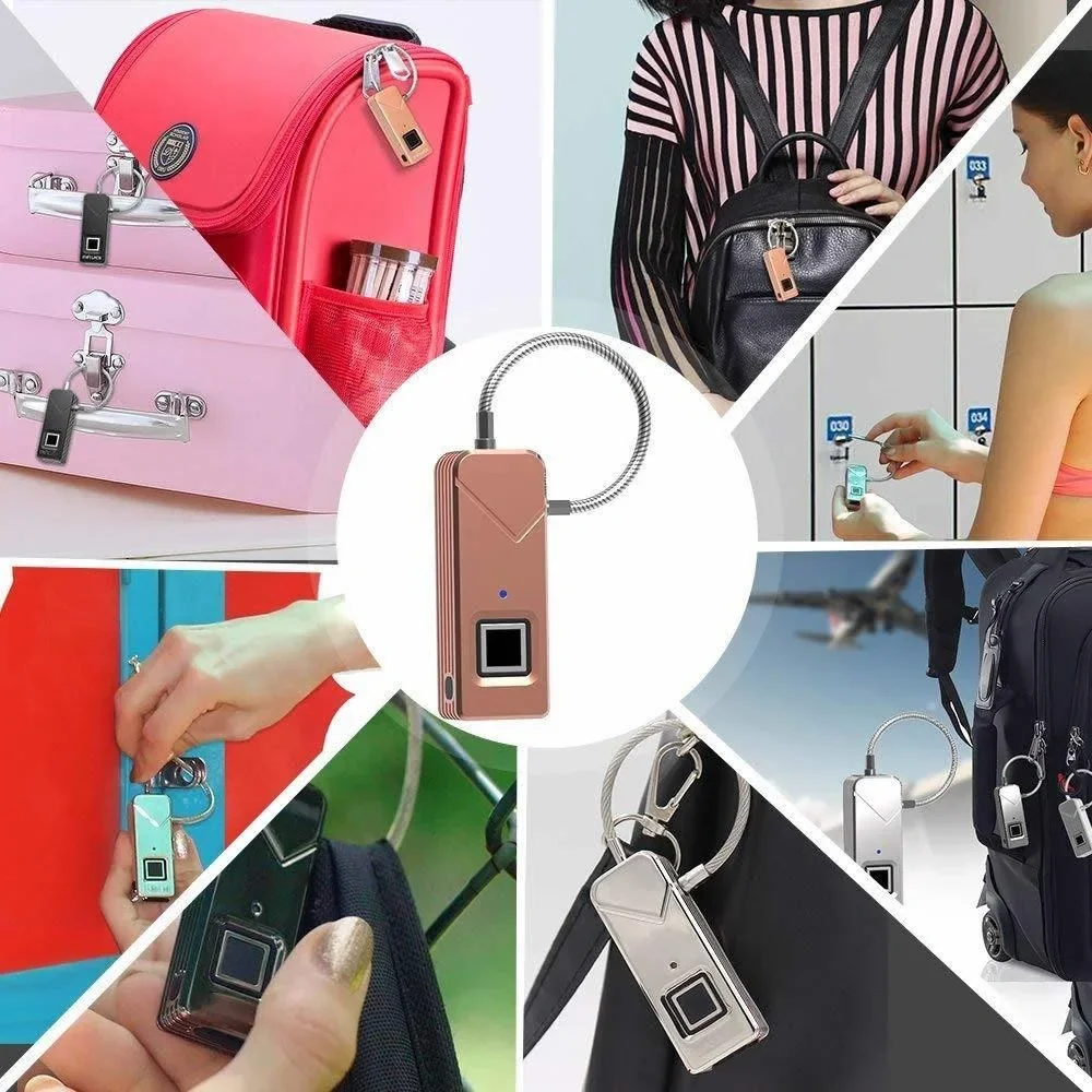 Movelly fingerprint padlock mattschwarz