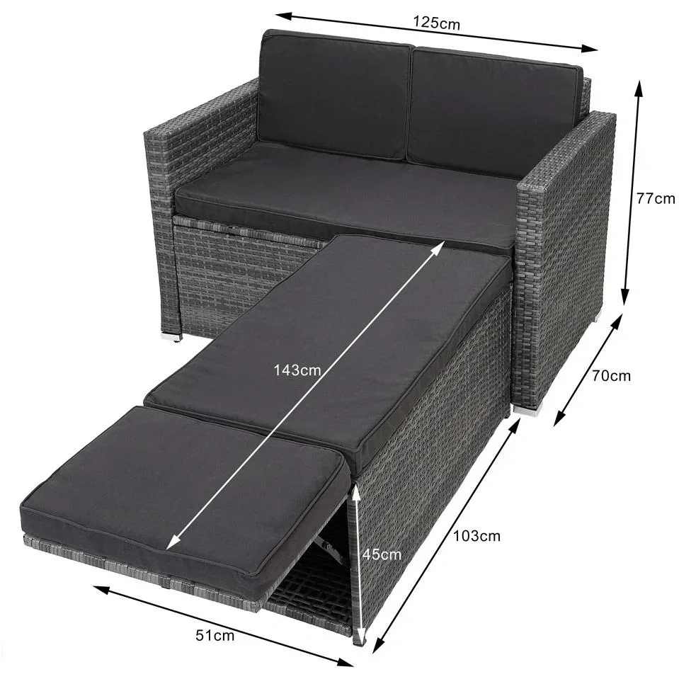 Zweisitziges Sofa - Polyrattan - Grau