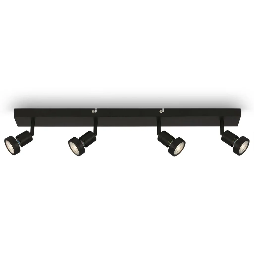 LED Spotleuchte 4-flammig, schwarz, 4 x GU10 Fassung, inklusive 4 x LED Leuchtmittel, 4,9 Watt, 460 lm, 3000 K