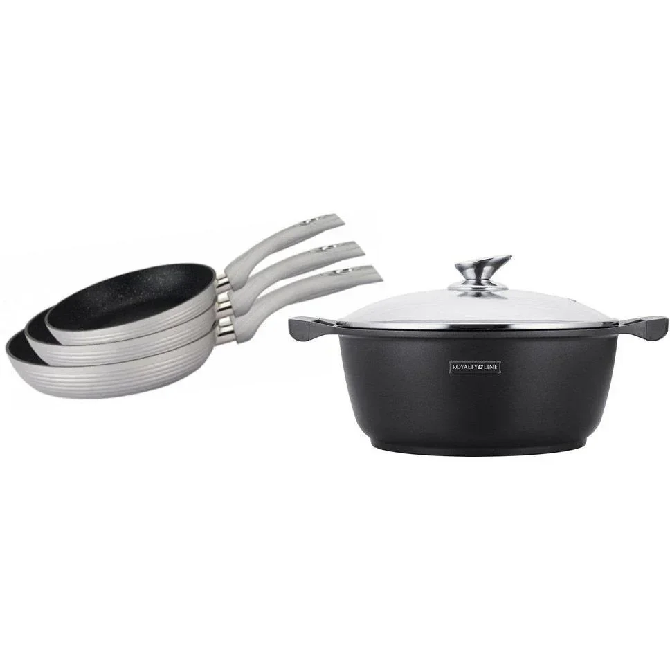Bratpfannenset 3-teilig + Suppenbräter aus Marmor - 32 CM