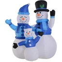 Schneemann Familie Selbstaufblasbare Weihnachtsdeko LED Blau