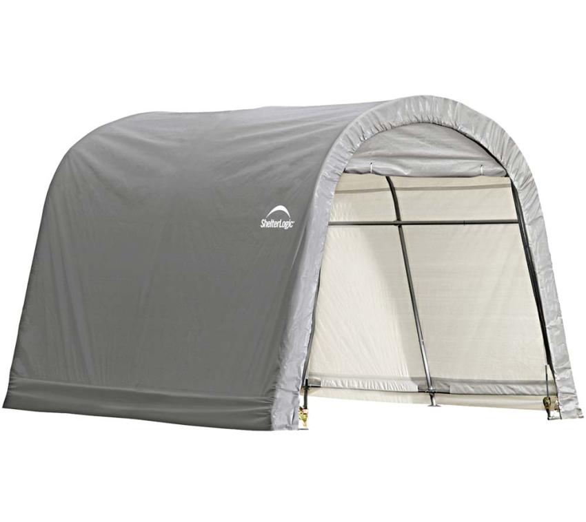 ShelterLogic Foliengerätehaus 9 m², grau, 300×300 cm – Round Top, DuPont-Stahlrahmen, wetterfest