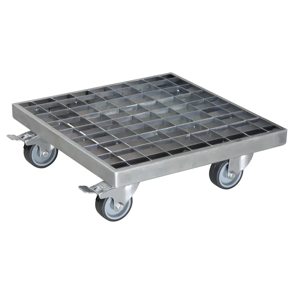Multi Roller MR 7015, 29 x 29 x 9,5 cm, softe Rollen Ø 50 mm, Rollenlager, 2 Bremsen, Gitterrost, Tragkraft 200 kg