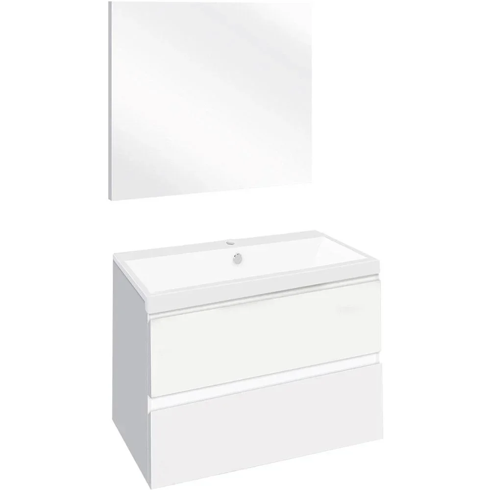 Concept Badezimmermöbel met spiegel 60cm - Weiss/Weiss