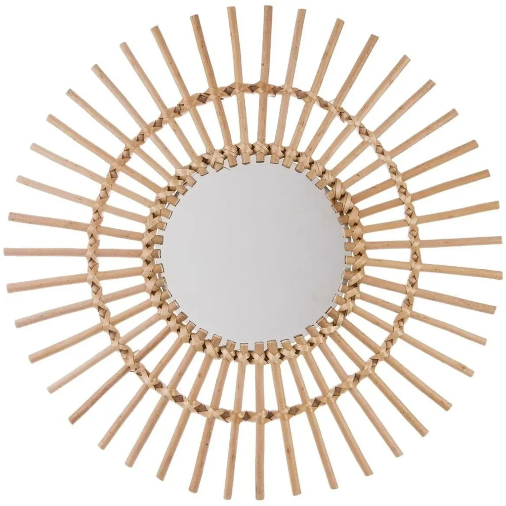 NL Spiegel Rund - 58 cm - Braun/Rotan