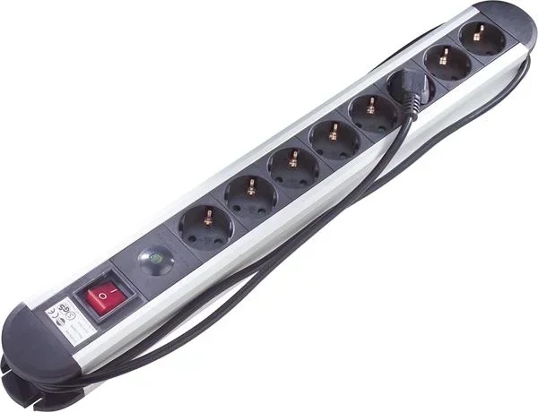Aluminium Steckdosenleiste 6-fach