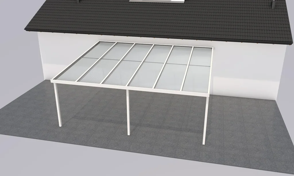 Terrassendach Premium, weiß, 6110 x 5060 mm - Klima blue
