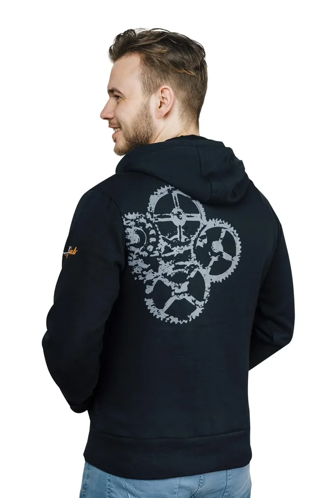 Sweatjacke mit Kapuze, Farbe schwarz/grau, Gr. M