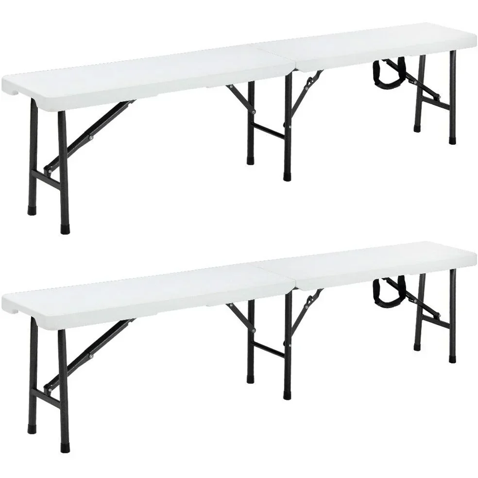 Bierbank-Set weiß 180 cm 2x