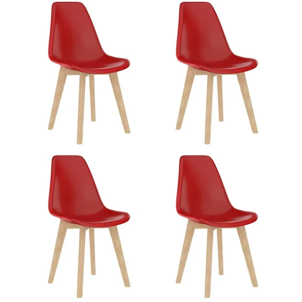 Esstischstühle 4 aus rotem Kunststoff