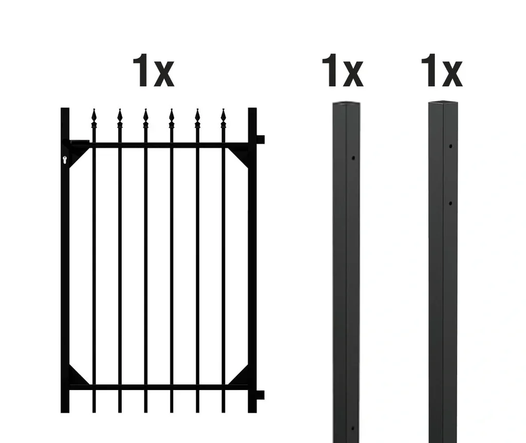 Einzeltorset Chaussee, zum Einbetonieren, matt-schwarz, Höhe 120 cm, Breite 1 m