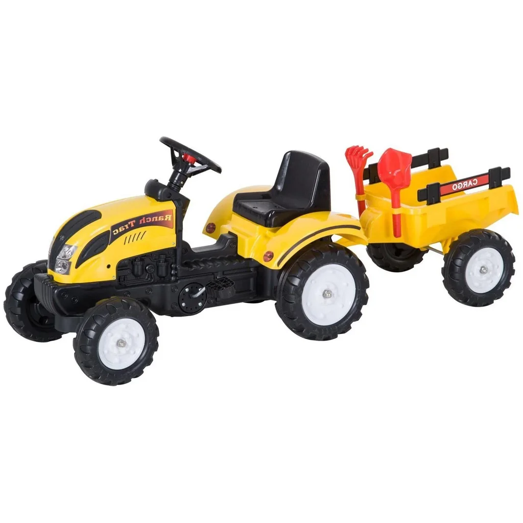 Tretauto Traktor mit Anhänger ab 3 Jahre Gelb