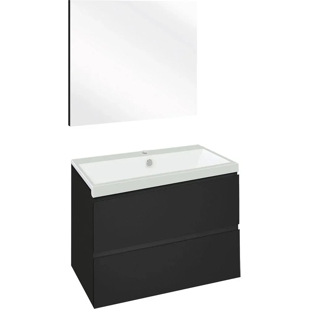 Concept Badezimmermöbel met spiegel 60cm - schwartz/Weiss