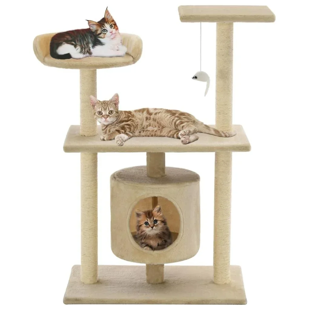 Katzenkratzbaum mit Sisal Katzenkratzbäume 95 cm beige