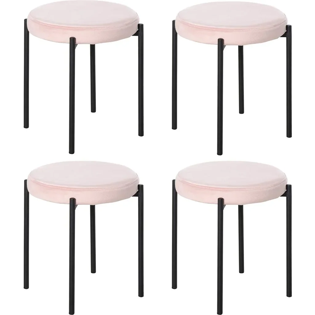 Hocker 4-teiliges Set mit Samtüberzug Grau