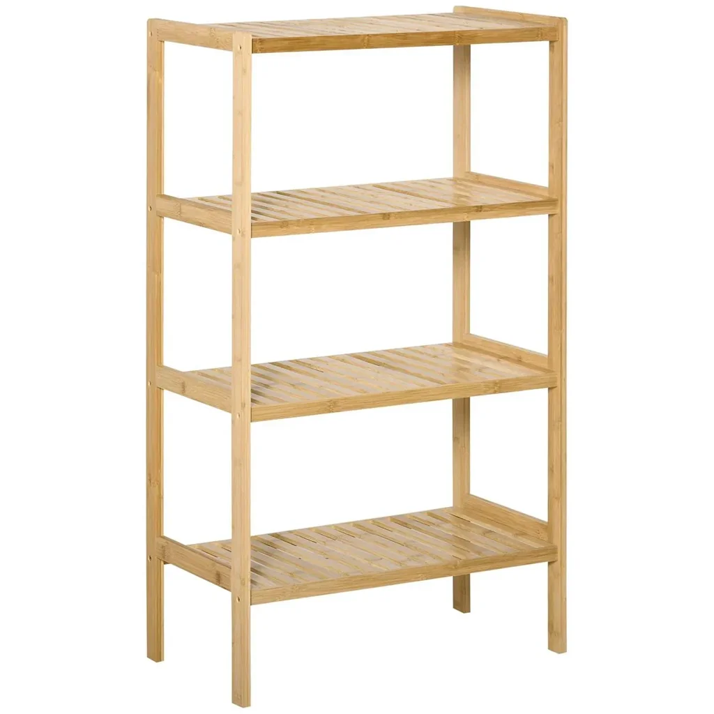 Strand Regal Bücherregal 4-Tier-Bambus Lagerung Regal Natur Bambus 62 x 33 x 112 cm