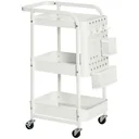 Servierschrank mit 3 Ablagen und Seitenwand, Stahl+PP, weiß, 51,5 x 32 x 75,6 cm