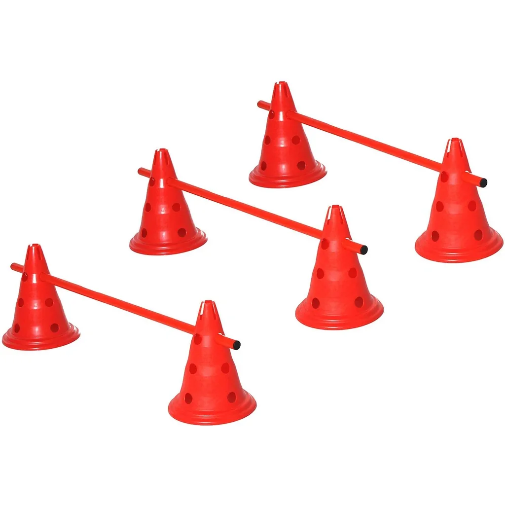 Hürden-Set 6 x Kegelhürden + 3 x Hürdenstangen 30cm ROT