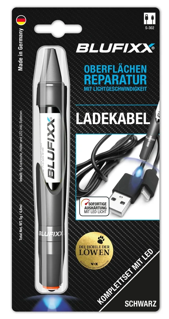 Reparaturstift 5 g CI für Kabel inklusive blauem LED-Licht, schwarz