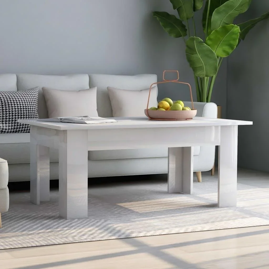 Couchtisch 100x60x42 cm Hochglanz-Spanplatte weiß