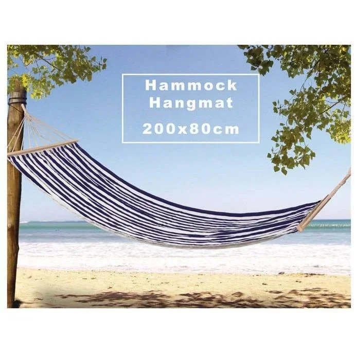 Pro Garden Hängematte - 200 x 80 cm -Weiß/Blau