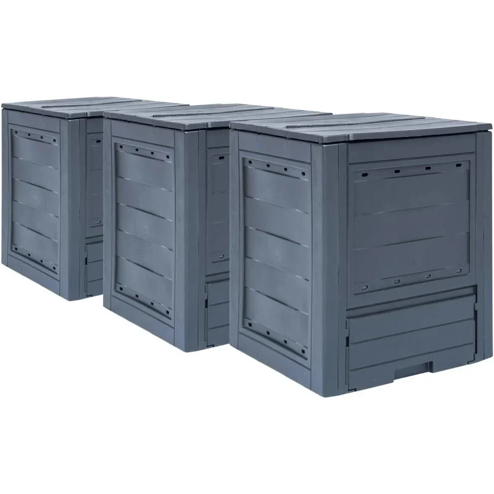 Kompostboxen 3 Stück 780 L 60x60x73 cm grau