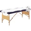 Klappbarer Massagetisch 3 Zonen Holz weiß und lila