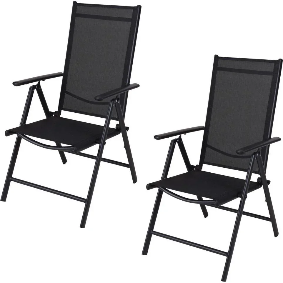 Pro Garden Gartenstuhl / Klappstuhl / Campingstuhl - klappbar - Schwarz - 2 STUPS