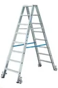 Stufen Doppelleiter 2 x 8 Stufen Leiter Alu fahrbar
