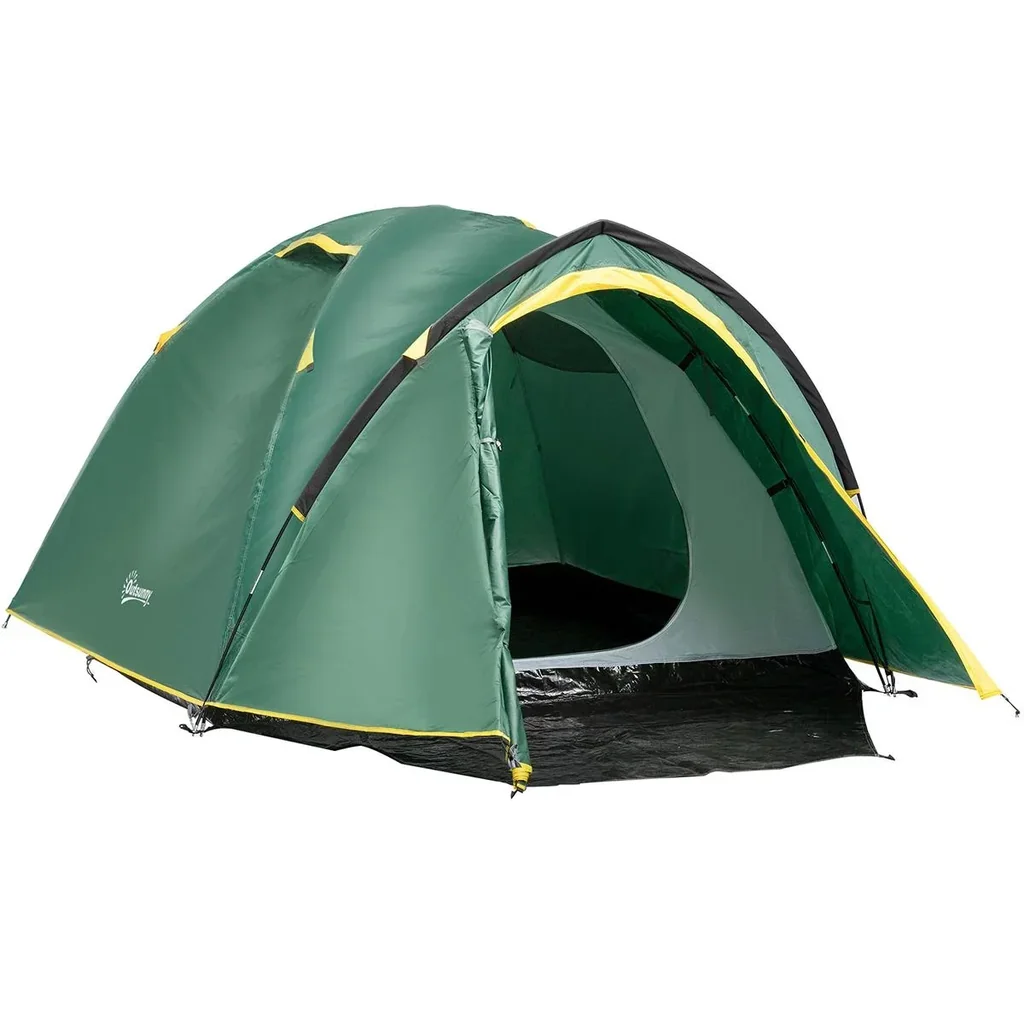 Campingzelt für 3-4 Personen grün/gelb