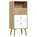 Sideboard Küchenschrank Kommode mit 1 offenen Fächern 3 Schubladen Skandi-Design Natur+Weiß 40 x 29 x 90 cm