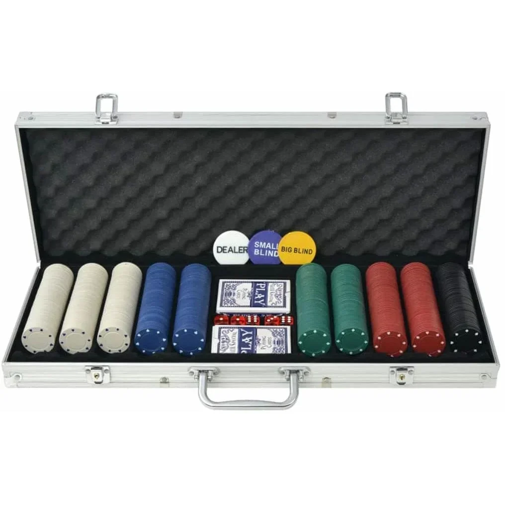 Pokerset mit 500 Chips aus Aluminium