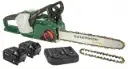 Set Akku-Kettensäge + 2 x Akku 4 Ah + Doppelschnell-Lader+Kette